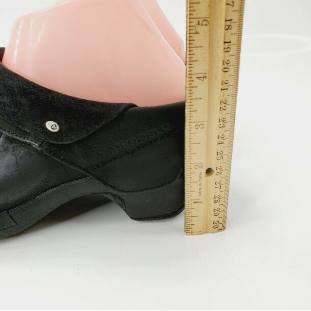 Merrell Black Luxe Leather Wrap 2.5” Slip On Clog w Nickel Stud Accents Size 11 - Picture 14 of 14